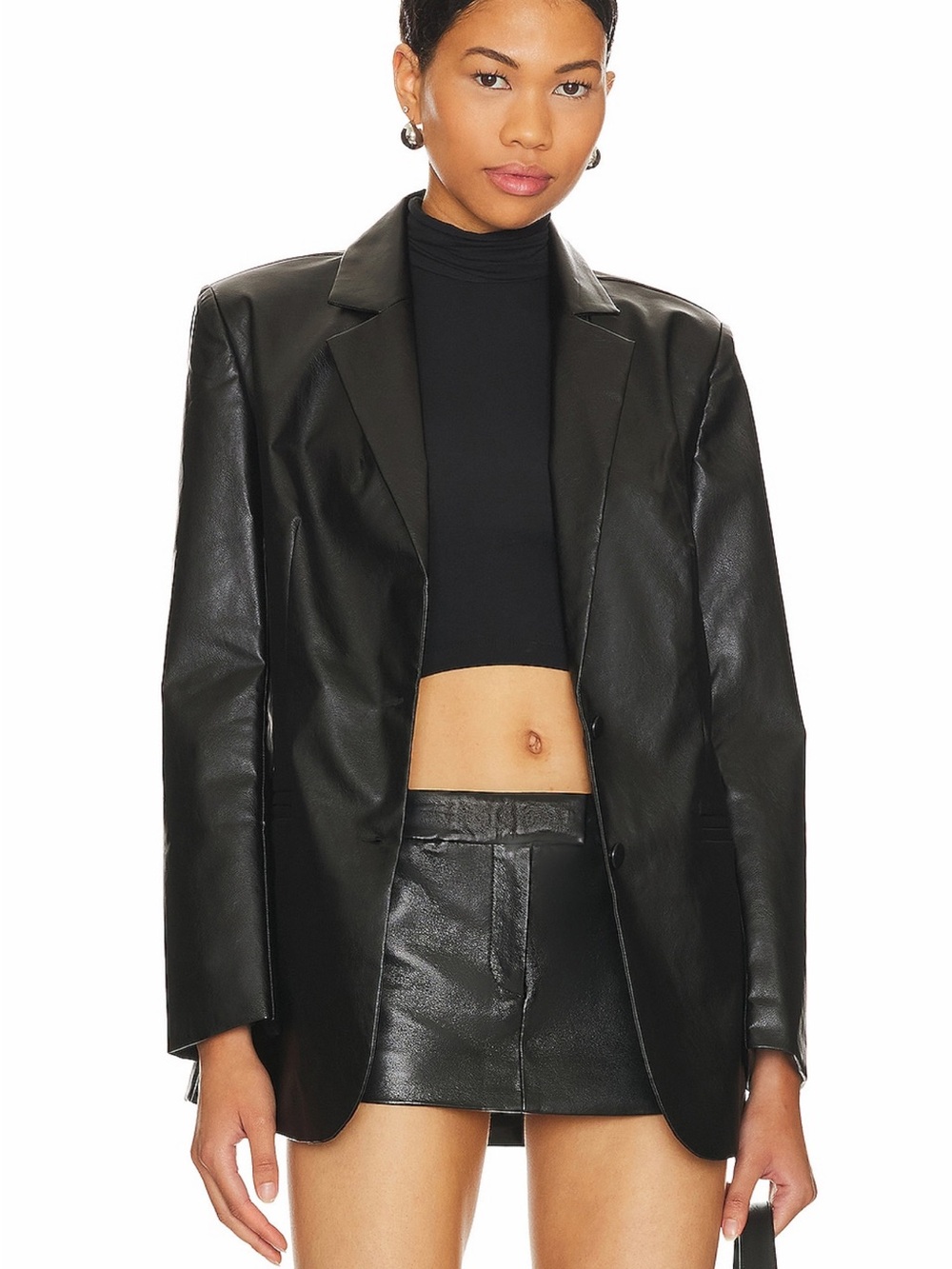 Superdown Revolve Marissa Black Leather Classic Blazer Jacket Women’s Small NWT